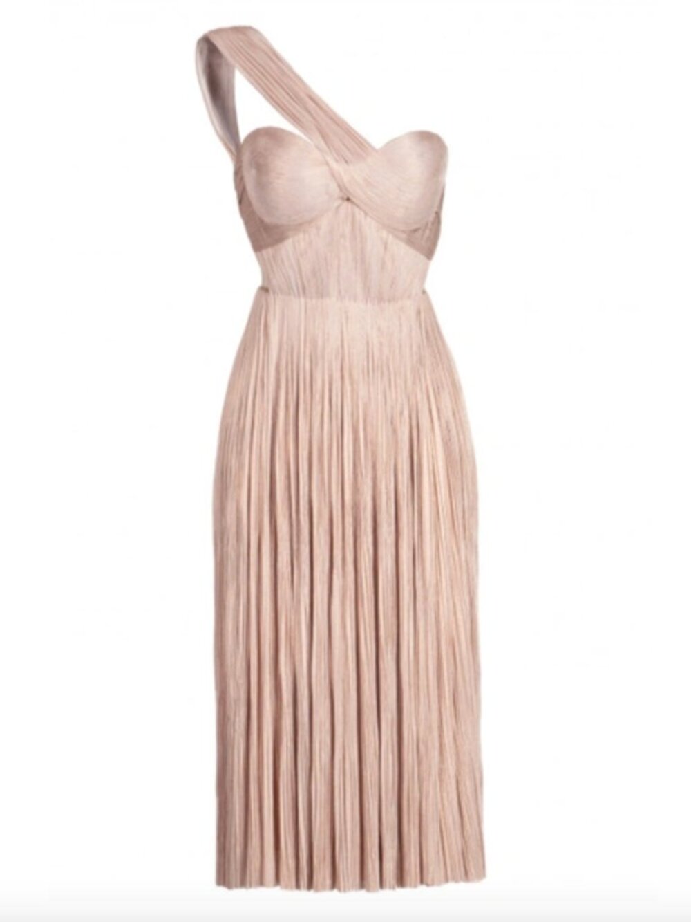 Maria Lucia Hohan Iman Gown in Blossom Silk Light Pink Cream One Shoulder Maxi